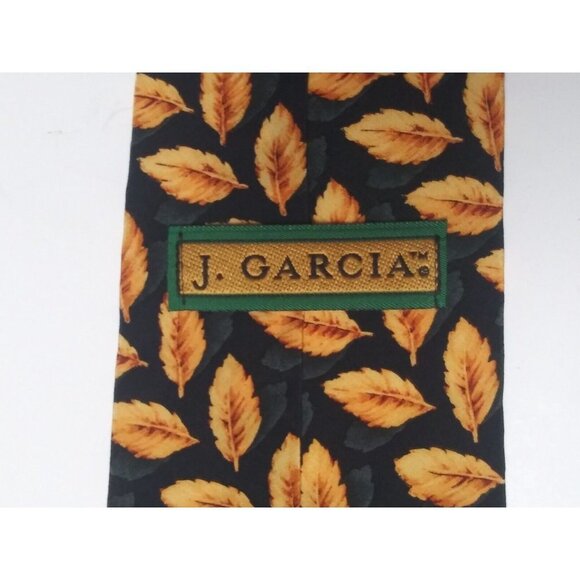 J. Garcia Mens Tie Landscape With Eye Collection Ten Limited Wide leaf print EUC - Picture 2 of 8